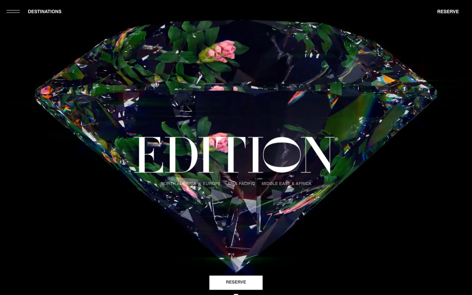 Screenshot of the EDITION Hotels website