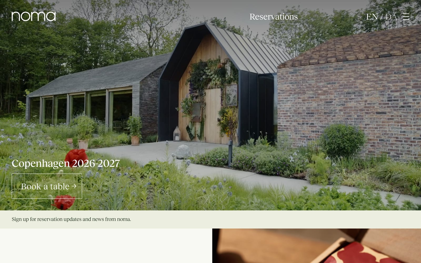 Screenshot of the noma website